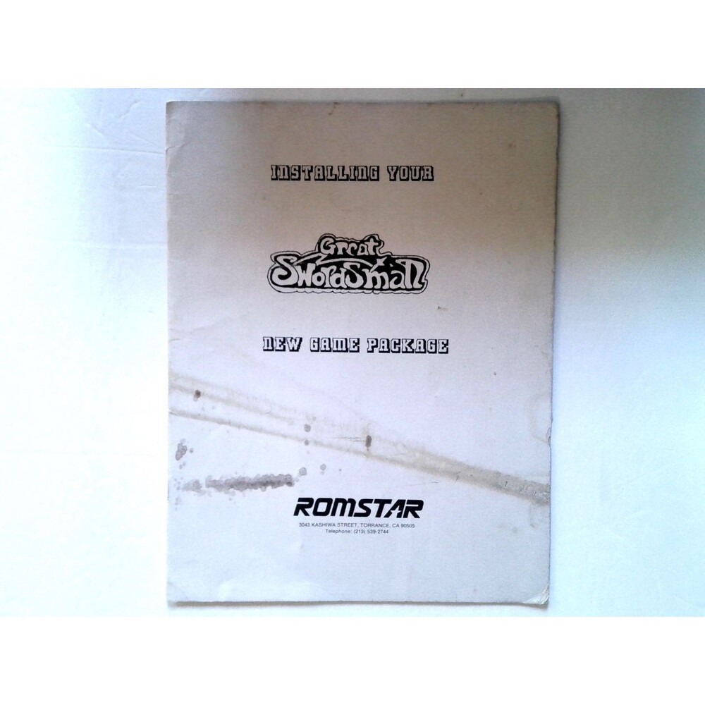 Romstar Great Sword & Small Arcade Game Installation Manual Guide